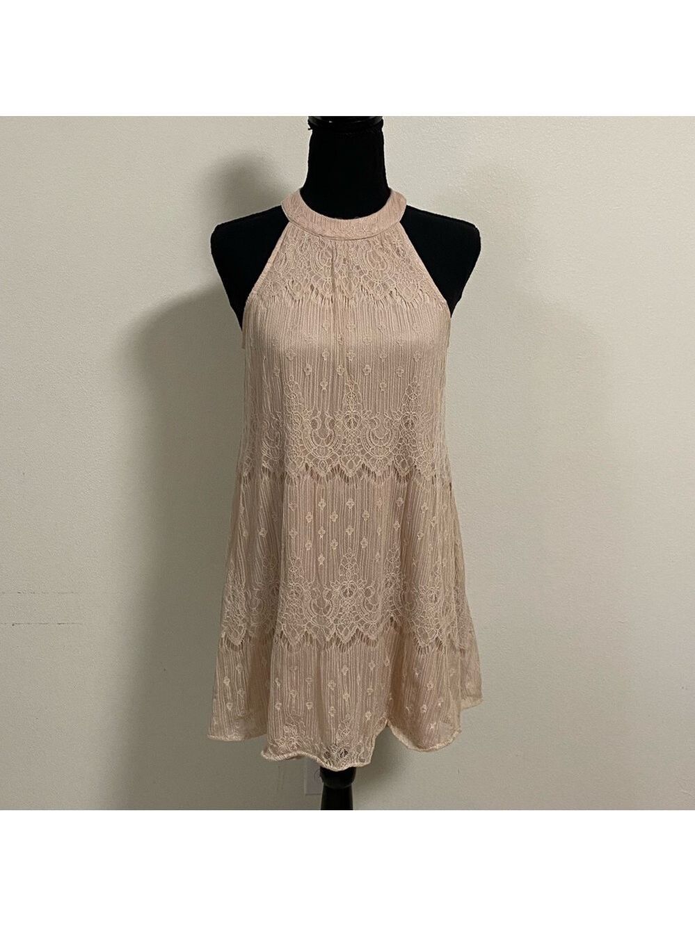 ASTR Dress Women’s Size XS Blush Pink Floral Lace Overlay Shift Dress